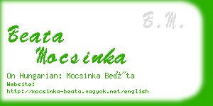 beata mocsinka business card